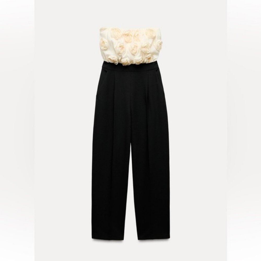 ZARA STRUCTURED FLORAL CONTRASTING JUMPSUIT